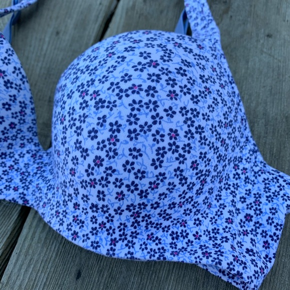 Barely There lightly lined baby blue floral print structured shelf bra - Picture 5 of 6